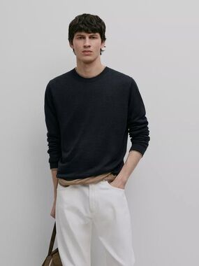 Massimo Dutti NWT 100% LINEN KNIT CREW NECK SWEATER